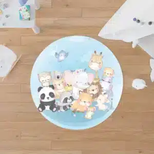 فرش گرد اتاق کودک طرح حیوانات