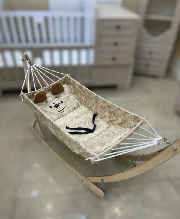 گهواره سنتی مدل هشت طنابه(کلاسیک) آنتی کولیک و قابل حمل بهمراه ساک حمل